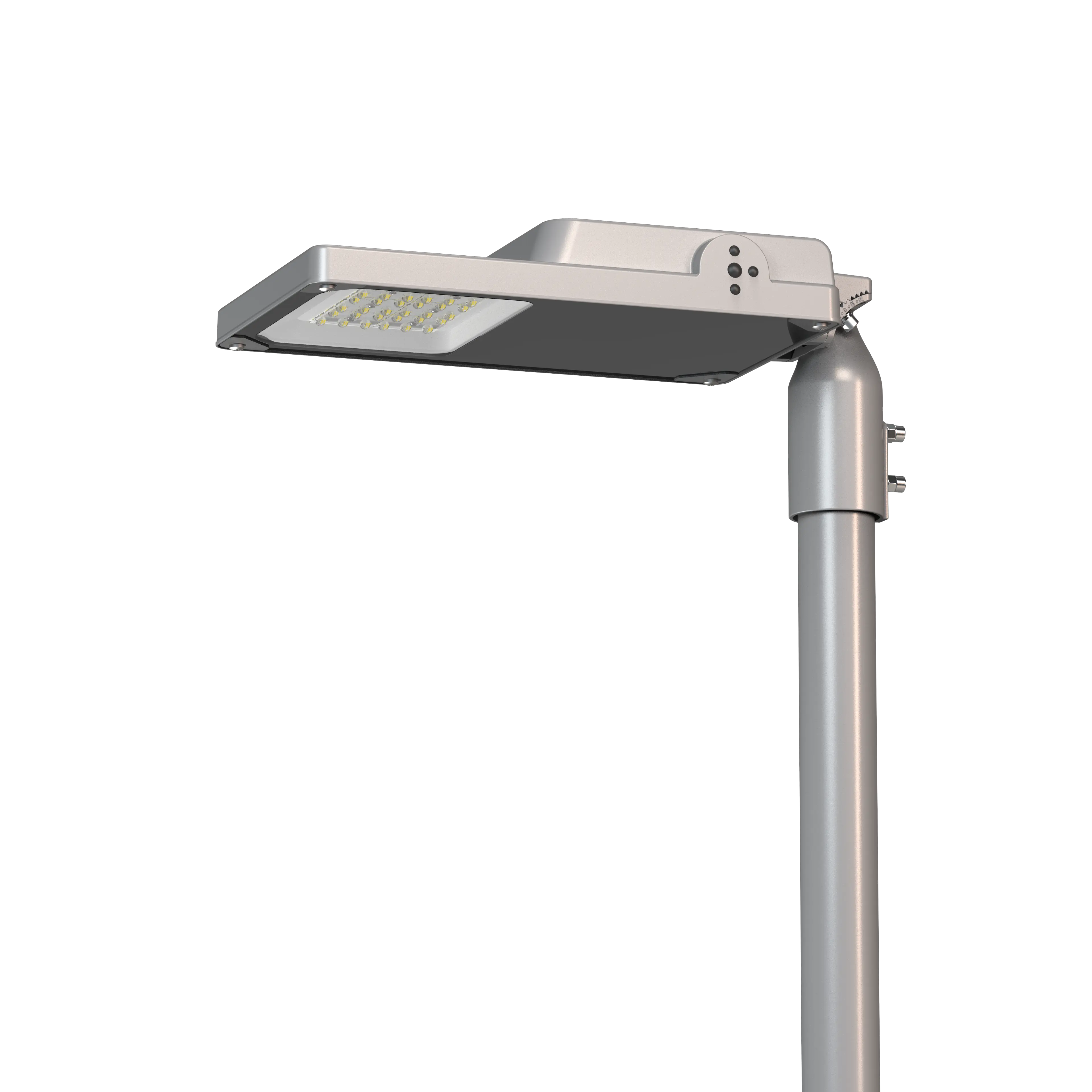 Moderno apparecchio per illuminazione stradale pubblica di forma quadrata